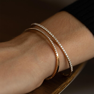 Bracelet Frojo extensible en or rose et diamants